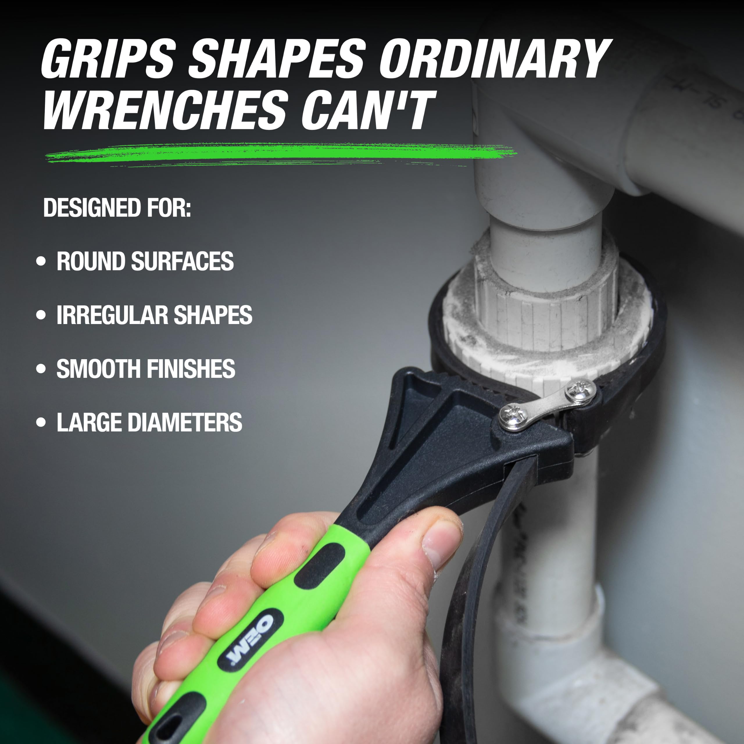 OEMTOOLS 24720 2-częściowy gumowy klucz do paska, uchwyt klucza 10 cm i 17,8 cm, klucz do paska filtra oleju wytrzymały, gumowy klucz do filtra oleju, czarny i zielony