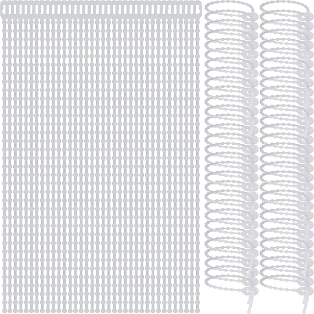 Beaded Cable Tie Wrap Releasable Reusable Zip Ties Adjustable Self Locking Nylon Cable Zip Ties - 100 Pack (8 Inch)