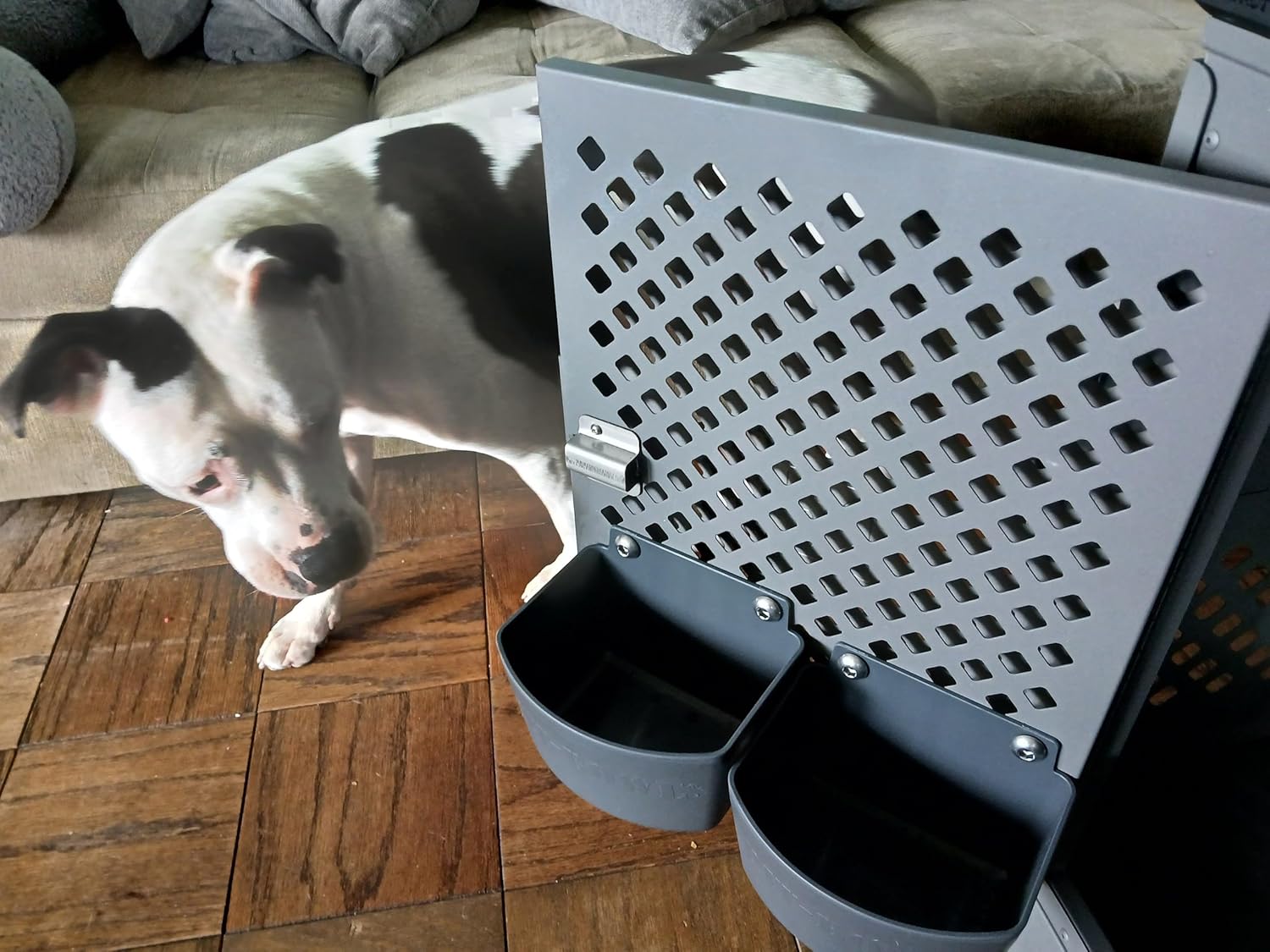 Ultra Durable XLarge Dog Crate Water Bowl with Built-in Funnel, 8 Cup Capacity, BPA-Free Nylon and Stainless Steel