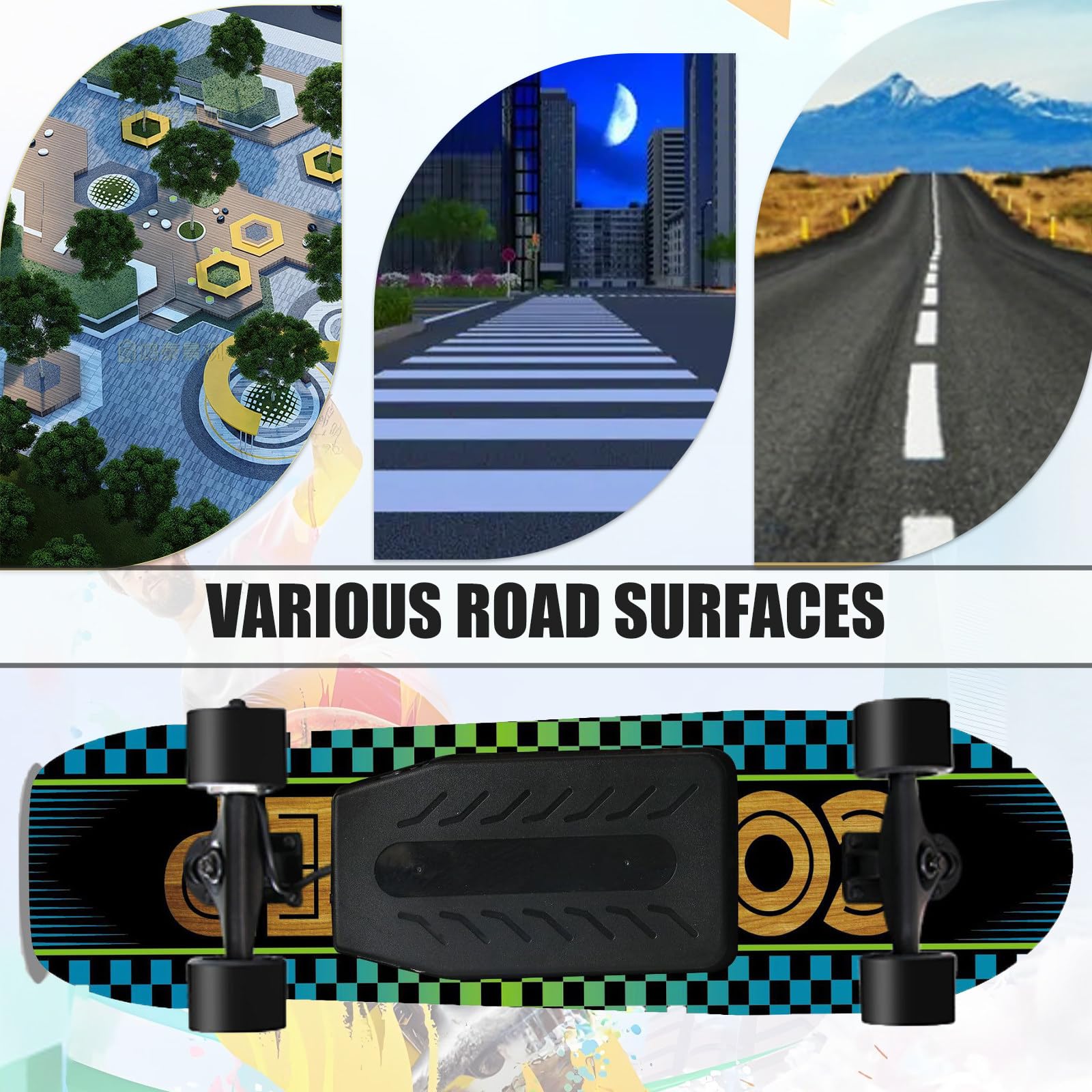 Longboard Portable pour Débutants, Skateboard électrique Professionnel avec Télécommande et Régulateur de Vitesse, Autonomie de 26 km, Charge Rapide de 90 Min C-Dualdrive