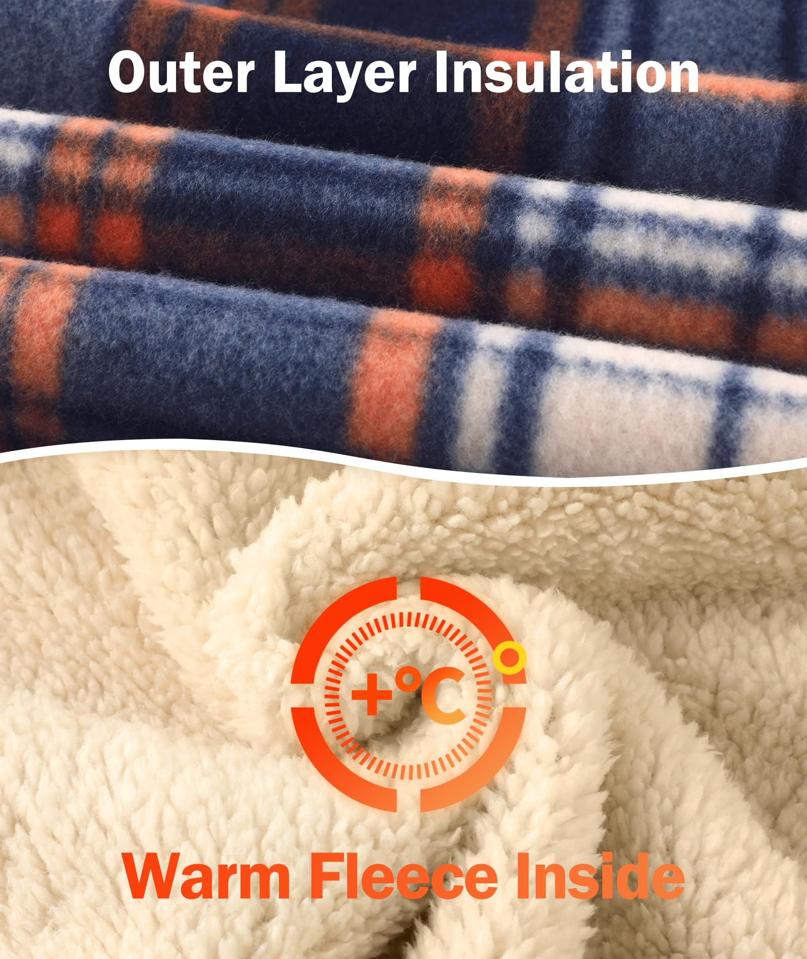 Chaqueta de forro polar con capucha para niños, unisex, cálida, con forro de sherpa, con cremallera, sudadera con capucha para niños, ropa de abrigo a cuadros