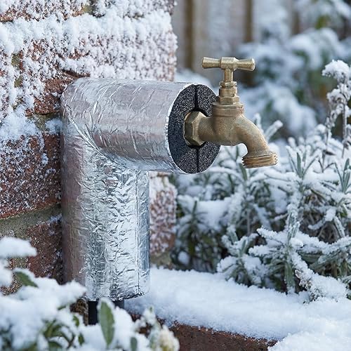 Vista 23 de Frienda Paquete de 4 tubos de espuma de aislamiento de tuberías codos de aislamiento de tubos de protección contra congelación de agua, tubo