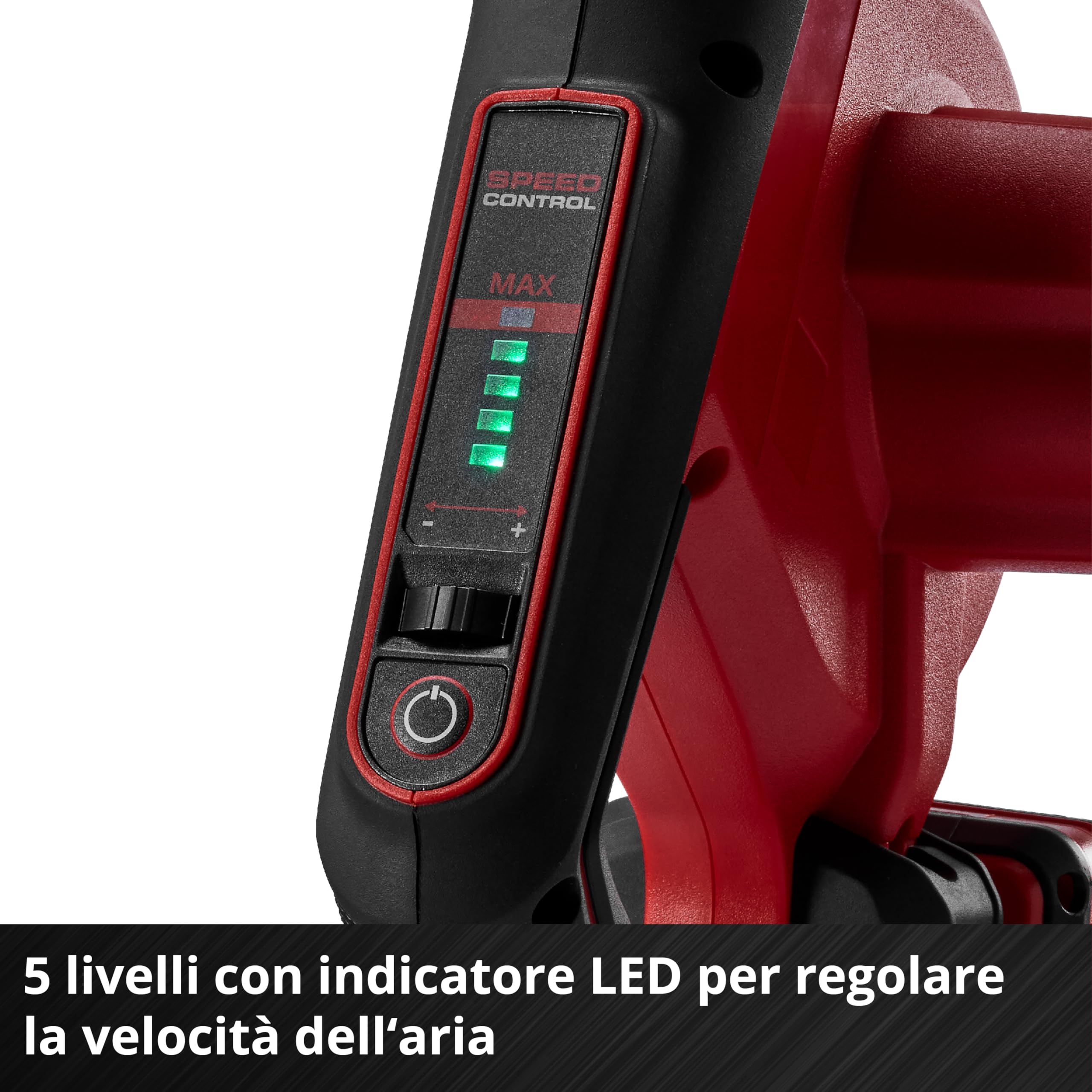Soffiatore a batteria Einhell TE-CB 18/270 Li - Solo Power X-Change (18 V, max. 270 km/h velocità dell'aria, 5 livelli, incl. prolunga, bocchetta standard, piatto, foro, senza batteria)