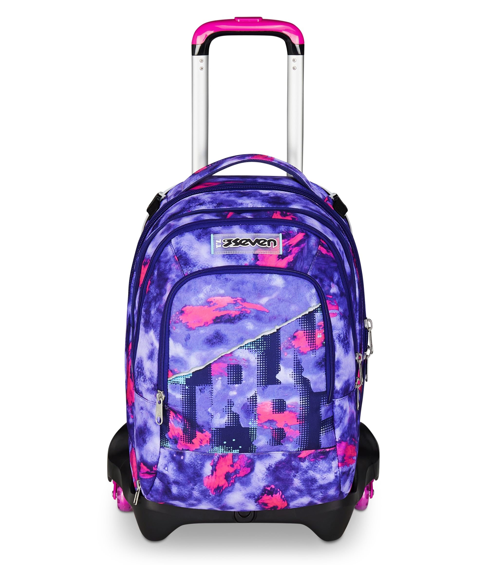 Seven Trolley Scuola Jack 3 Ruote Detach, Viola, Zaino Con