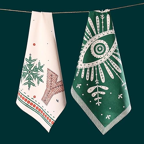 Miniatura 8 de Folkulture Juego de 2 toallas de cocina de San Valentín con lazo para colgar, 100% algodón para secar platos, paños de cocina de 26 x 20 pulgadas o