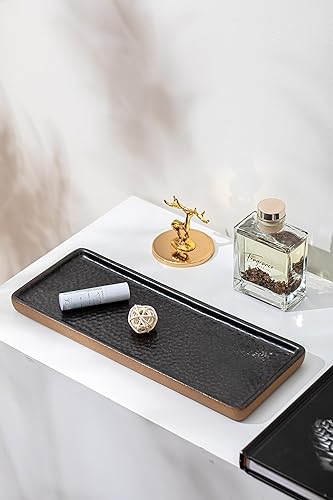 Miniatura 7 de Bandeja de tocador con borde marrón, bandeja para velas, bandeja de baño, bandeja de encimera, organizador de soporte de perfume, bandeja decorativa