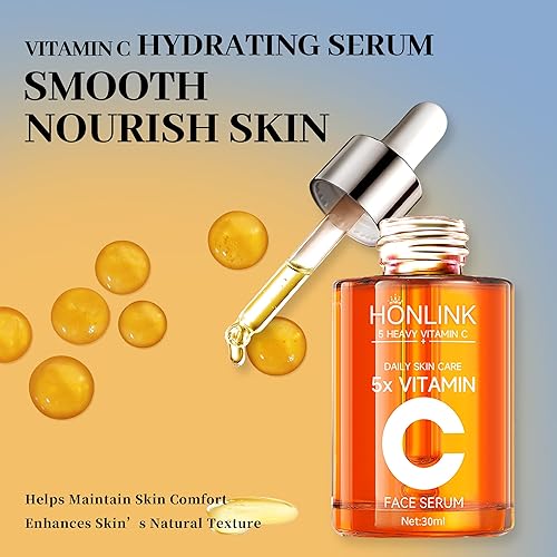 Miniatura 5 de Suero facial con vitamina C 5X de alta calidad, 1.0 fl oz, suero de vitamina C con niacinamida, ácido hialurónico y colágeno, esencia hidratante y