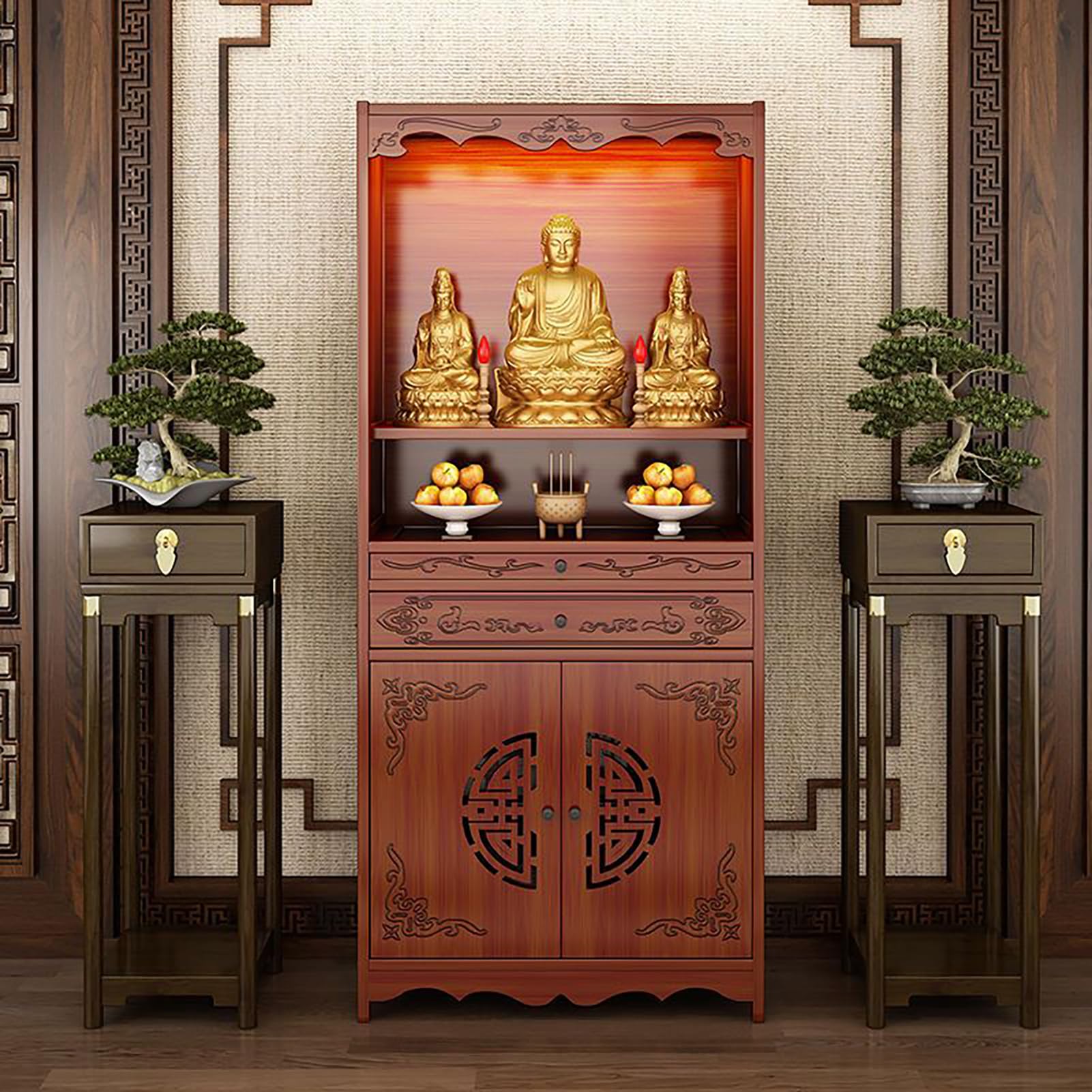 NHPJFDC Meditation Altar Table with Drawer, Meditation Table Cabinet with Storage, Buddhist Altar, Personal Prayer altars, for Home, Business, Temple (69cm/27.2in)