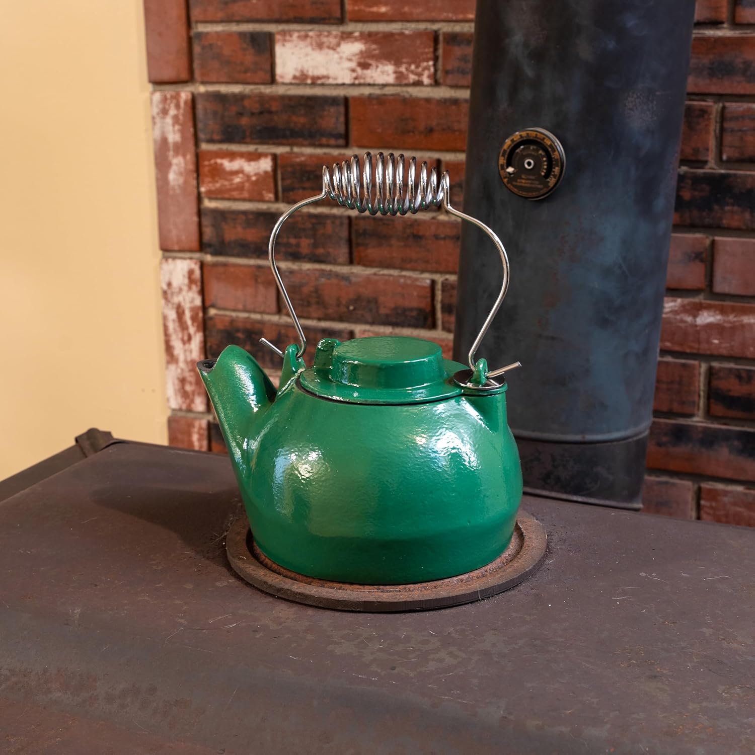 Green Enameled Humidifying Kettle