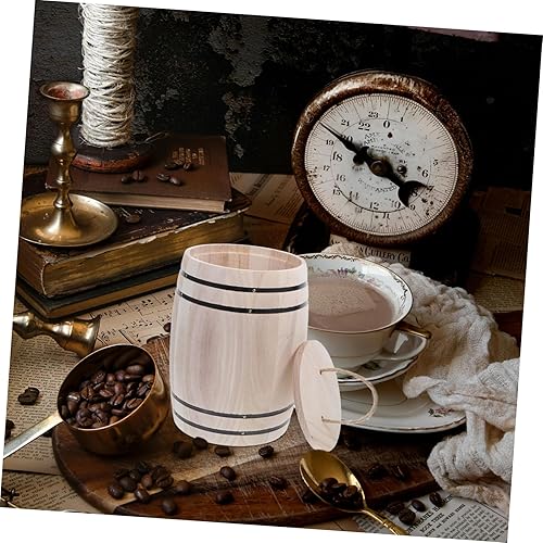 Miniatura 6 de Luxshiny Contenedor de madera para granos de café, taza de lápiz para maquillaje, soporte para brochas de maquillaje, contenedor rústico para