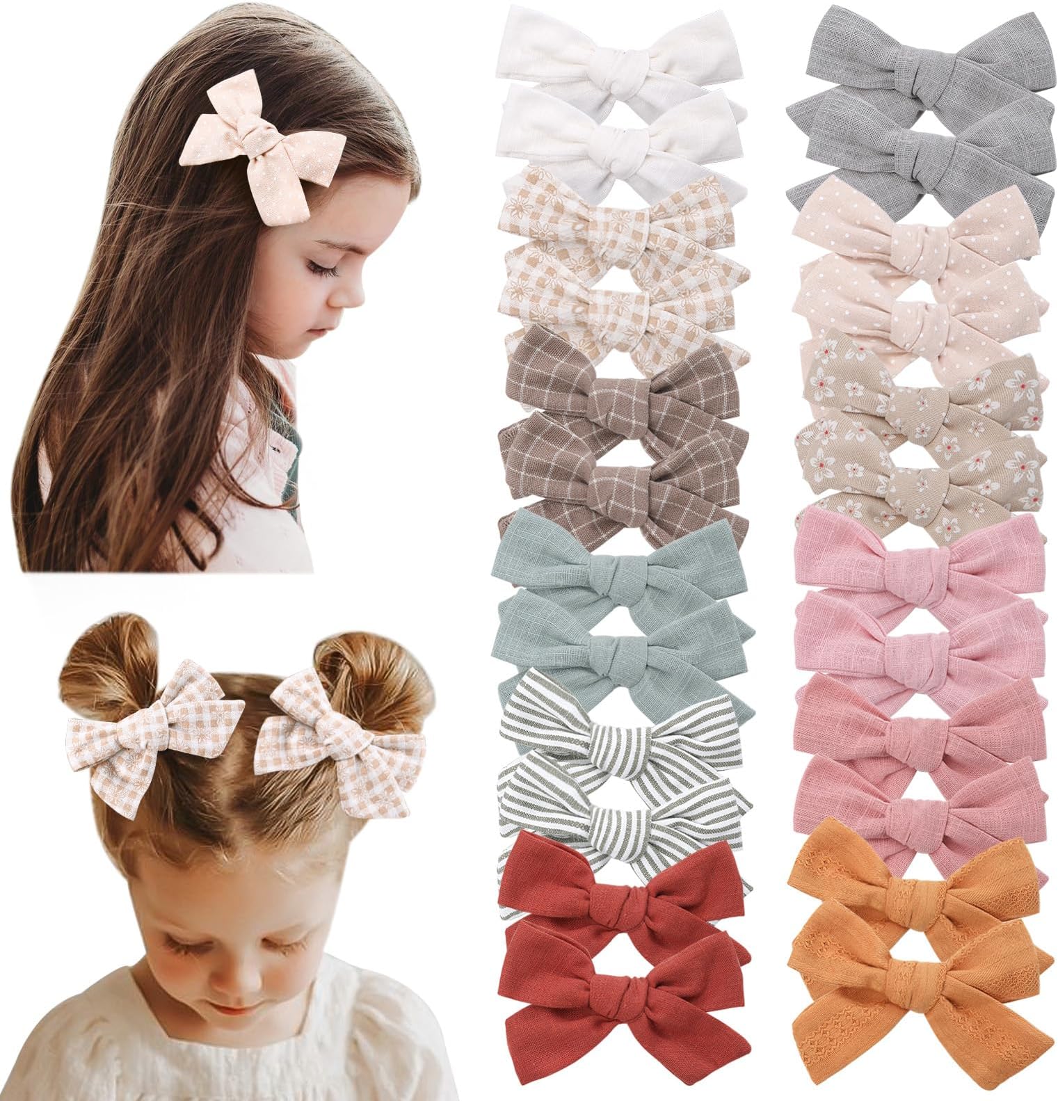 TOKUFAGU 24 PCS Baby Girls Hair Bows Clips 4.5 inch Hair
