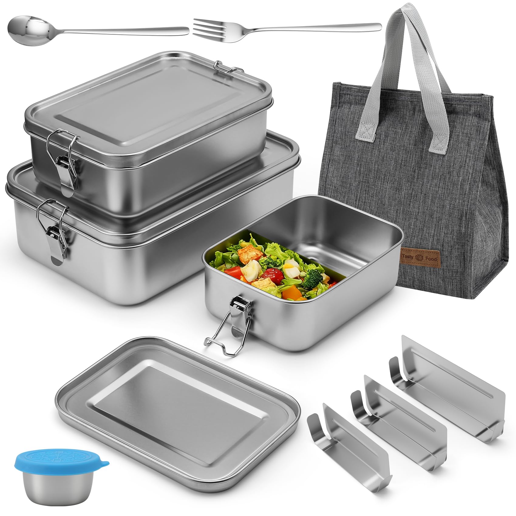 Tsudoku 3 Pack 304 Stainless Steel Bento Box with Lids 2400/1400/850ml