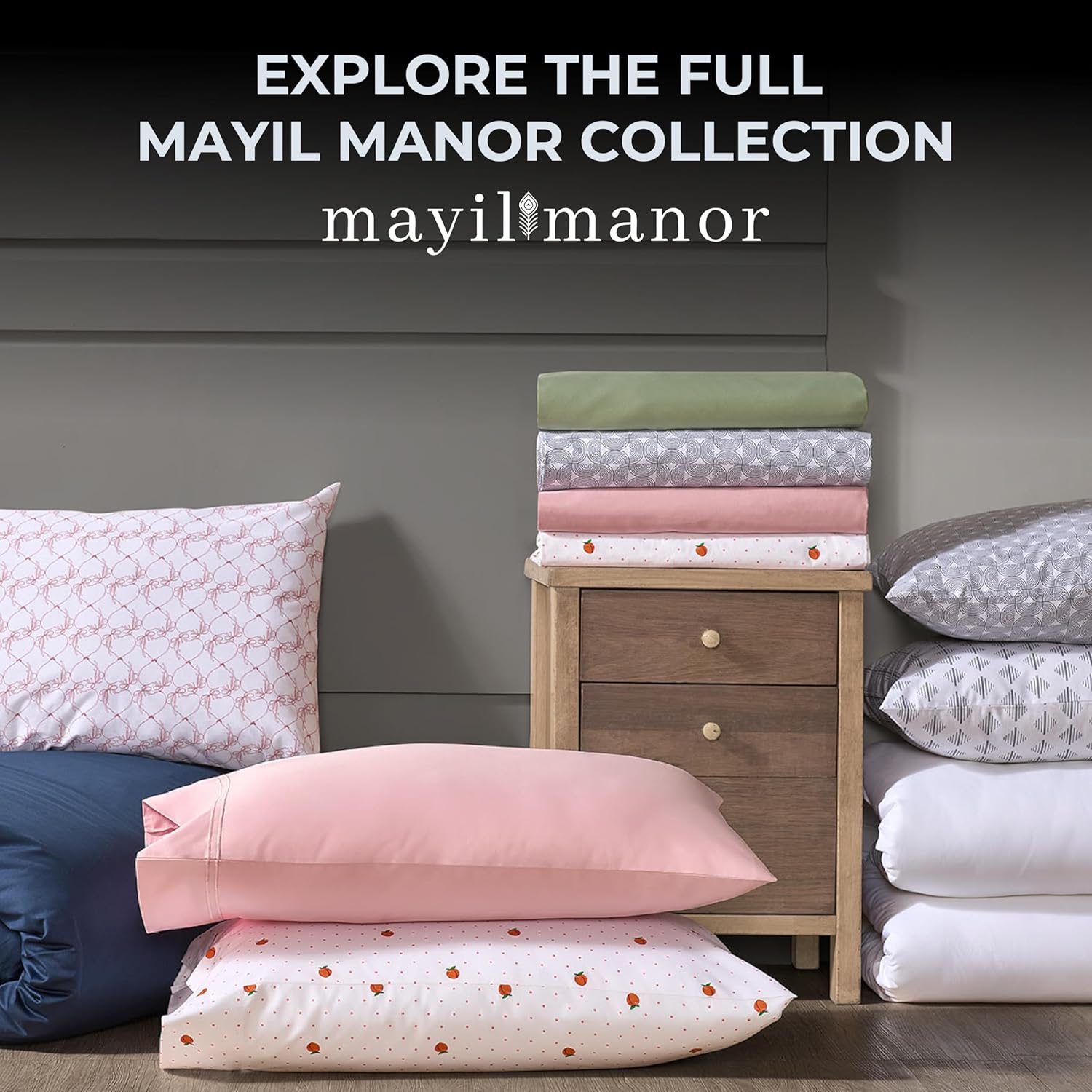 Queen Size Bed Sheets Set - Percale Weave Natural - Breathable 100% Cotton Printed 4 Piece Bedding Set with 2 Pillowcases, 18" Deep Pocket Fitted Sheet, Flat Sheet - Grey Ida Print - Image 9