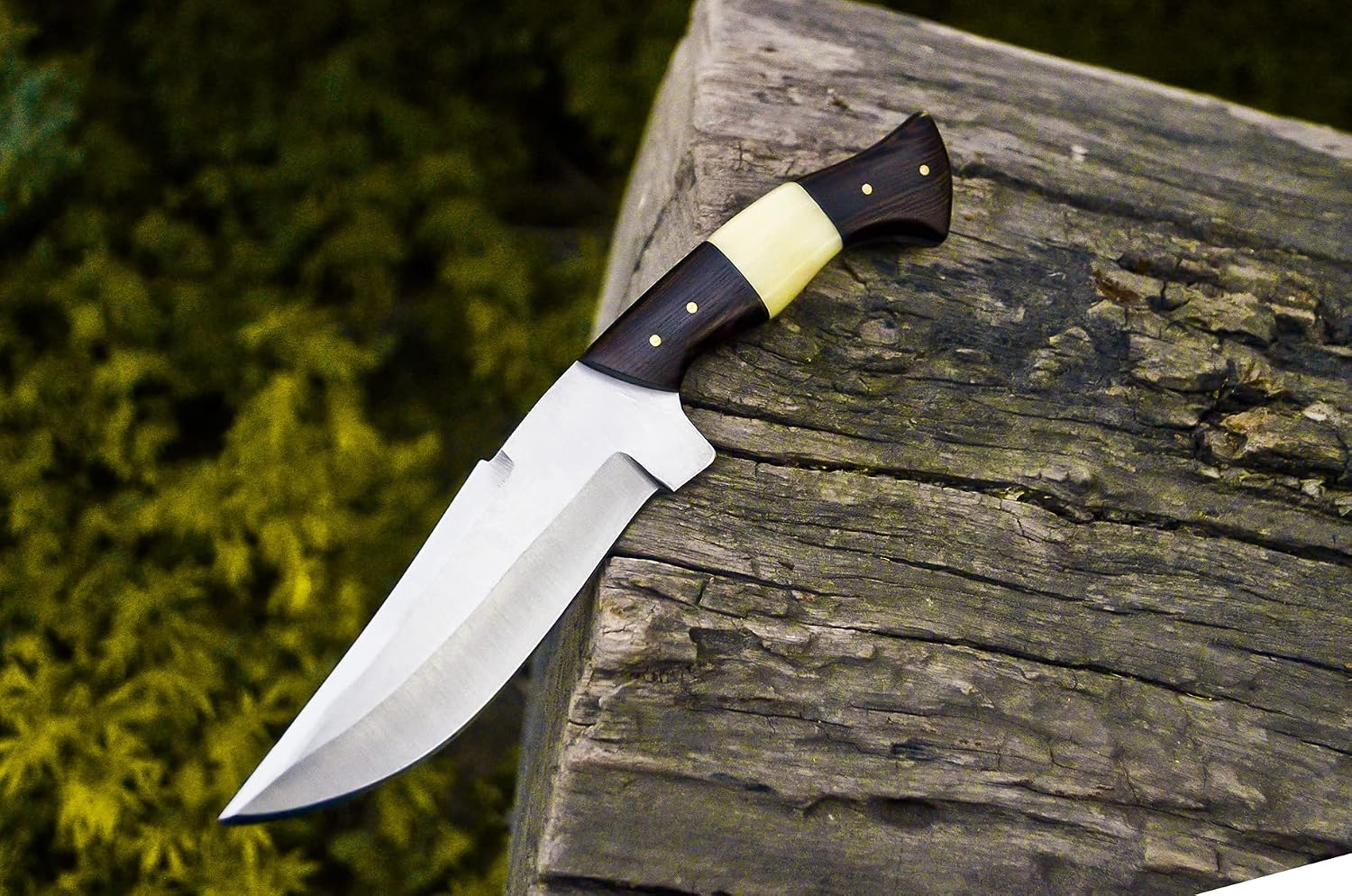 Nooraki HK-317 Handmade Camel Bone & Wenge Wood Hunting Survival Full Tang Knife 10' inches Overall, With Belt loop Premium quality Leather Sheath (D2 Steel)