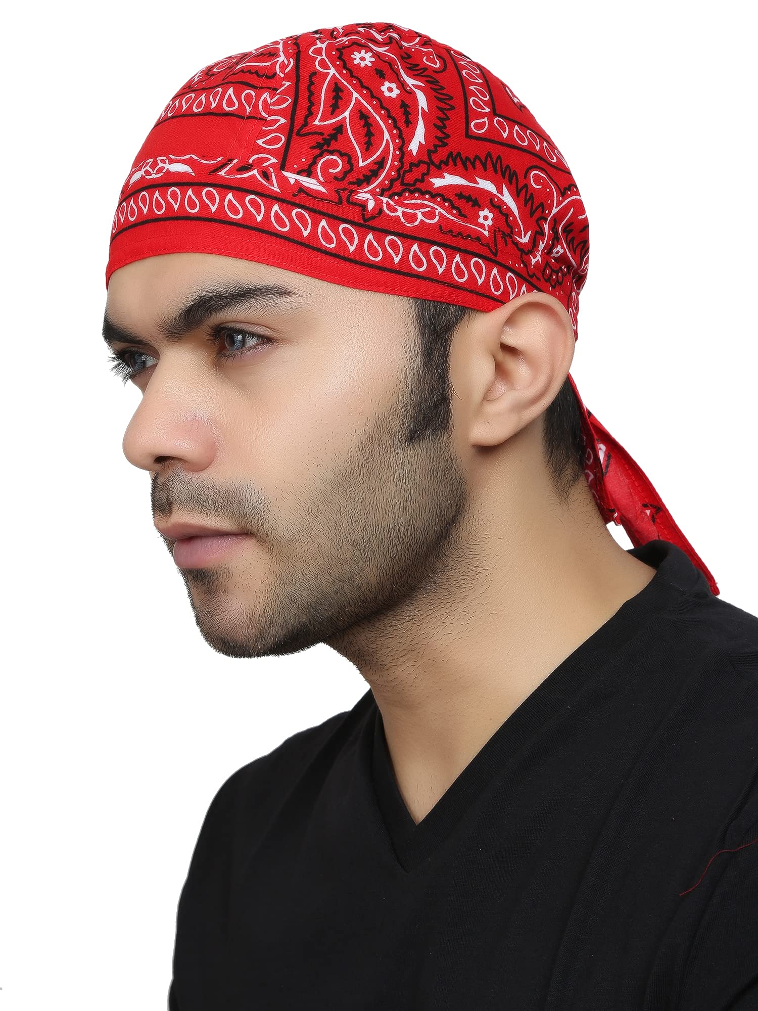 Paisley Print Cotton Headwrap Skull Cap Doo Rag Sweat Wicking Patka for Men Women By Indian Collectible