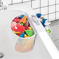 Austion Saddle Shape Bath Toy Organizer - 2 Compartment Mesh Holder for Easy Kid Access, Quick Dry Storage & Tub Edge Mount