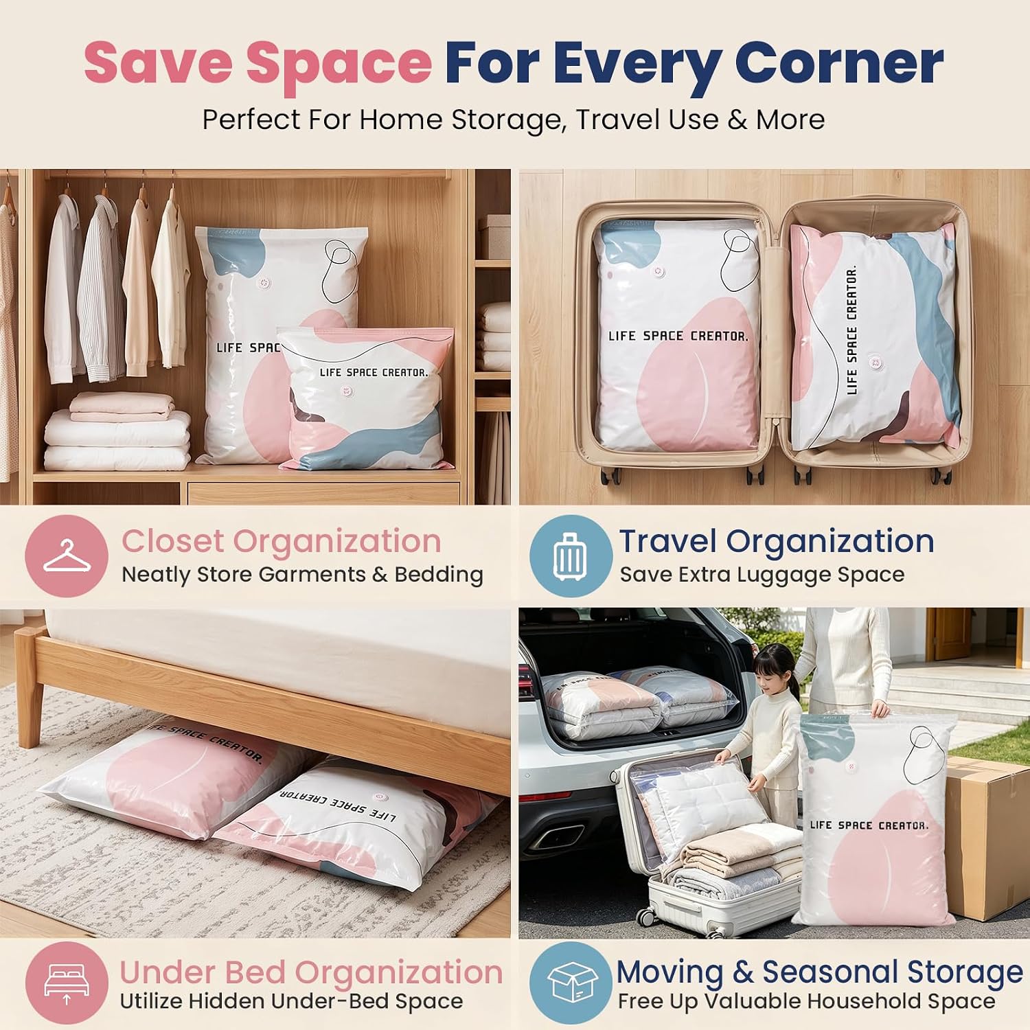 3PCS No Pump Vacuum Storage Bags, No Pump Large Vacuum Storage Compression photo 7