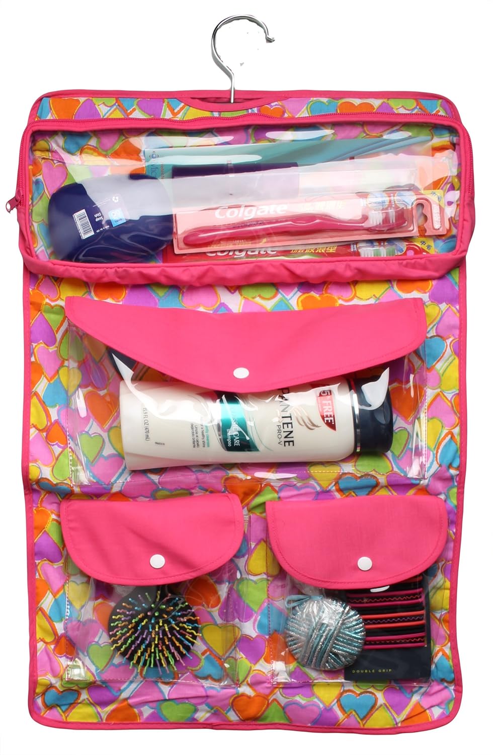 Foldable Personal Organizer Toiletry Bag With Hanging Hook