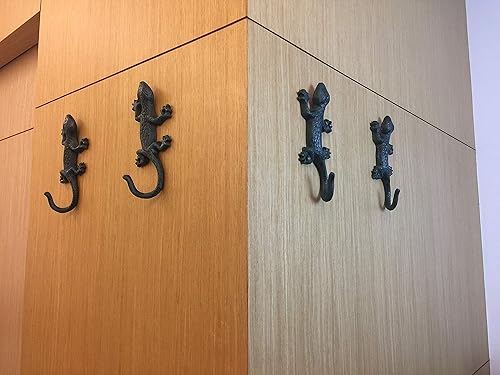 Miniatura 8 de Ganchos de pared Gecko decorativos de hierro fundido con forma de Gecko para montar en la pared, para oficina en casa, piscina, jardín, garaje,