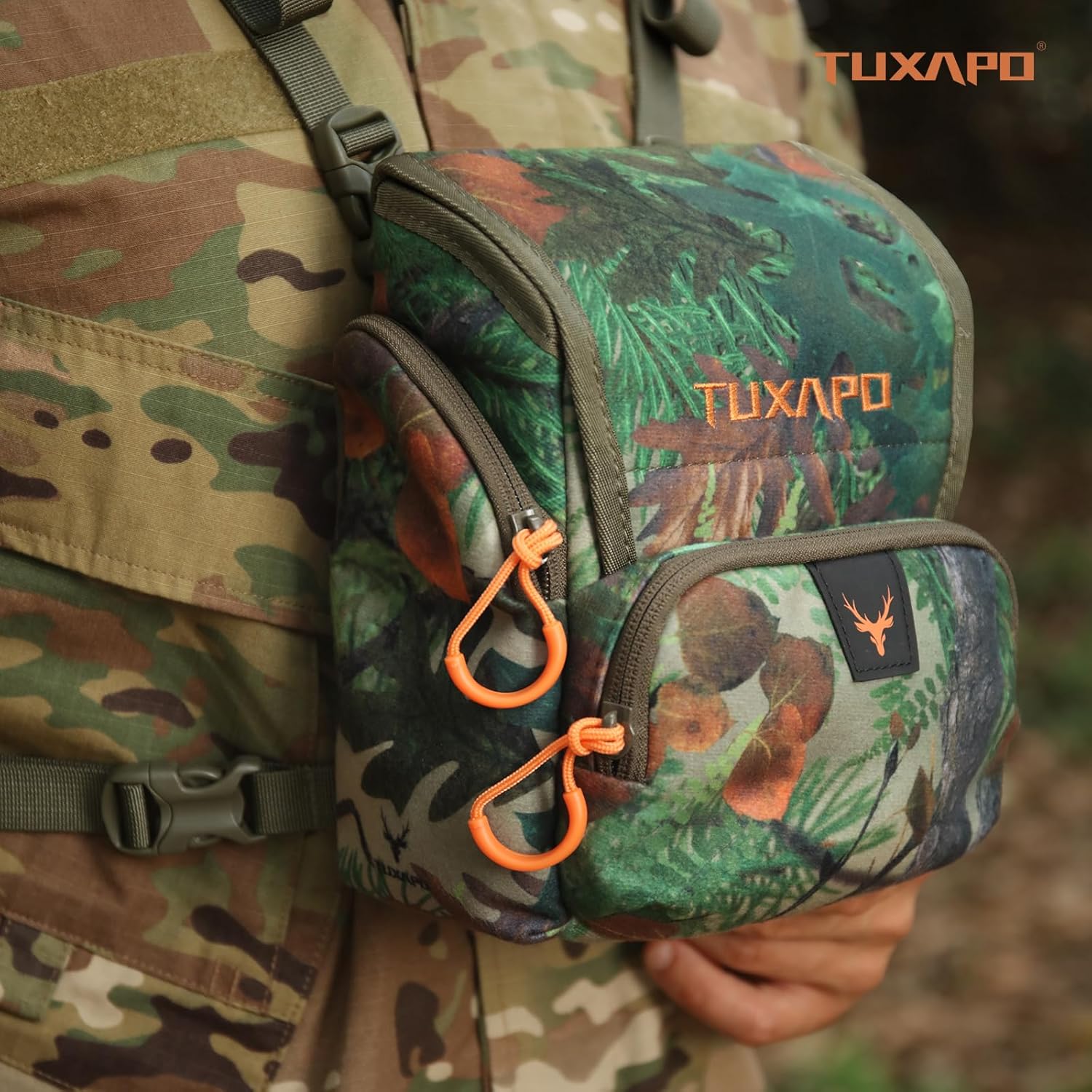 Binocular Harness Chest Pack with Rangefinder Pouch Rain Cover Bino Case for Hunting Hiking Shooting