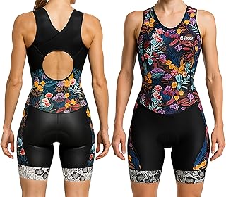 Triathlon Triathlon Tri-Suit - Body para mujer, color azul, sin mangas, espalda cruzada, color liso, secado rápido