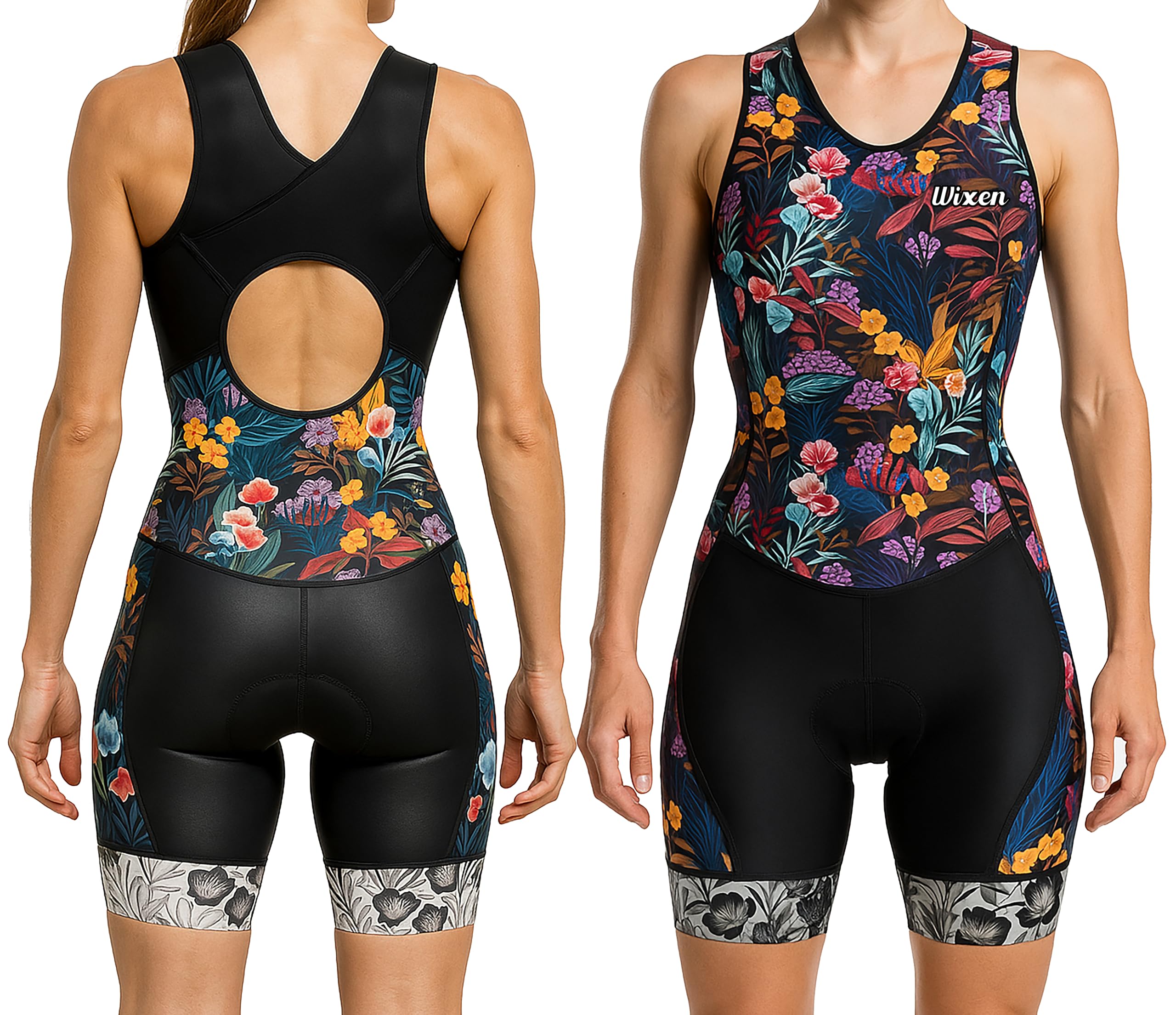 Damen Triathlon Trisuit Blau Ärmellos Racerback Bodysuit Solid Schnelltrocknend
