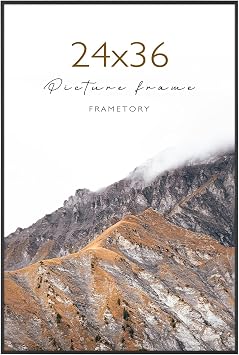 Frametory, 24x36 Aluminum Poster Frame, Acrylic Front, Thin Metal Picture Frames for 36x24 Photo, Horizontal/Vertical Wall Mount 1 Pack, Black