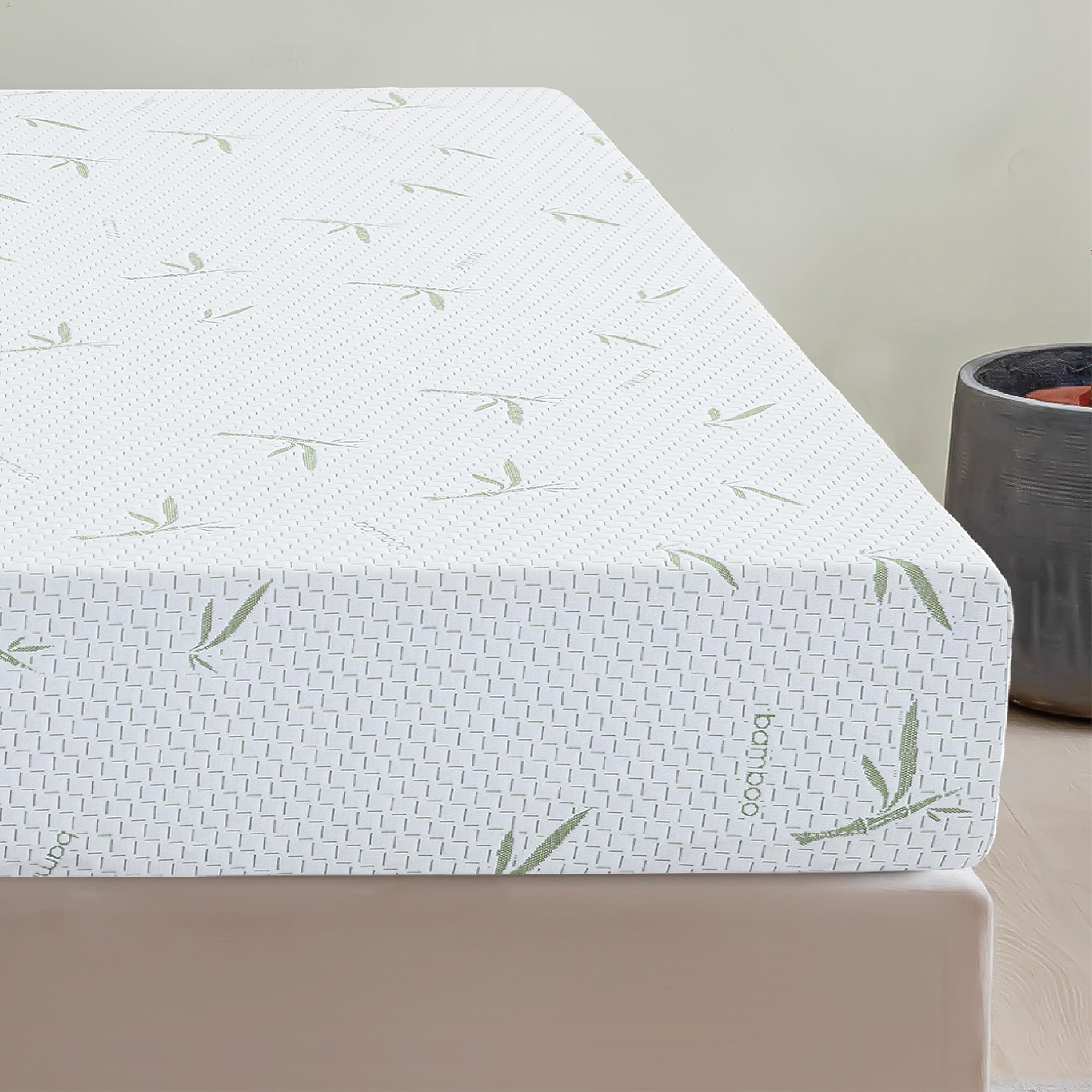 Dyonery 8 Inch Twin Memory Foam Mattress for Kids, Cooling Green Tea Gel Mattress in a Box, Bamboo-Rayon Mattress for Breathable Sleep, Made in USA, Certipur-Us Certified, Medium Mattress, 38x75x8”