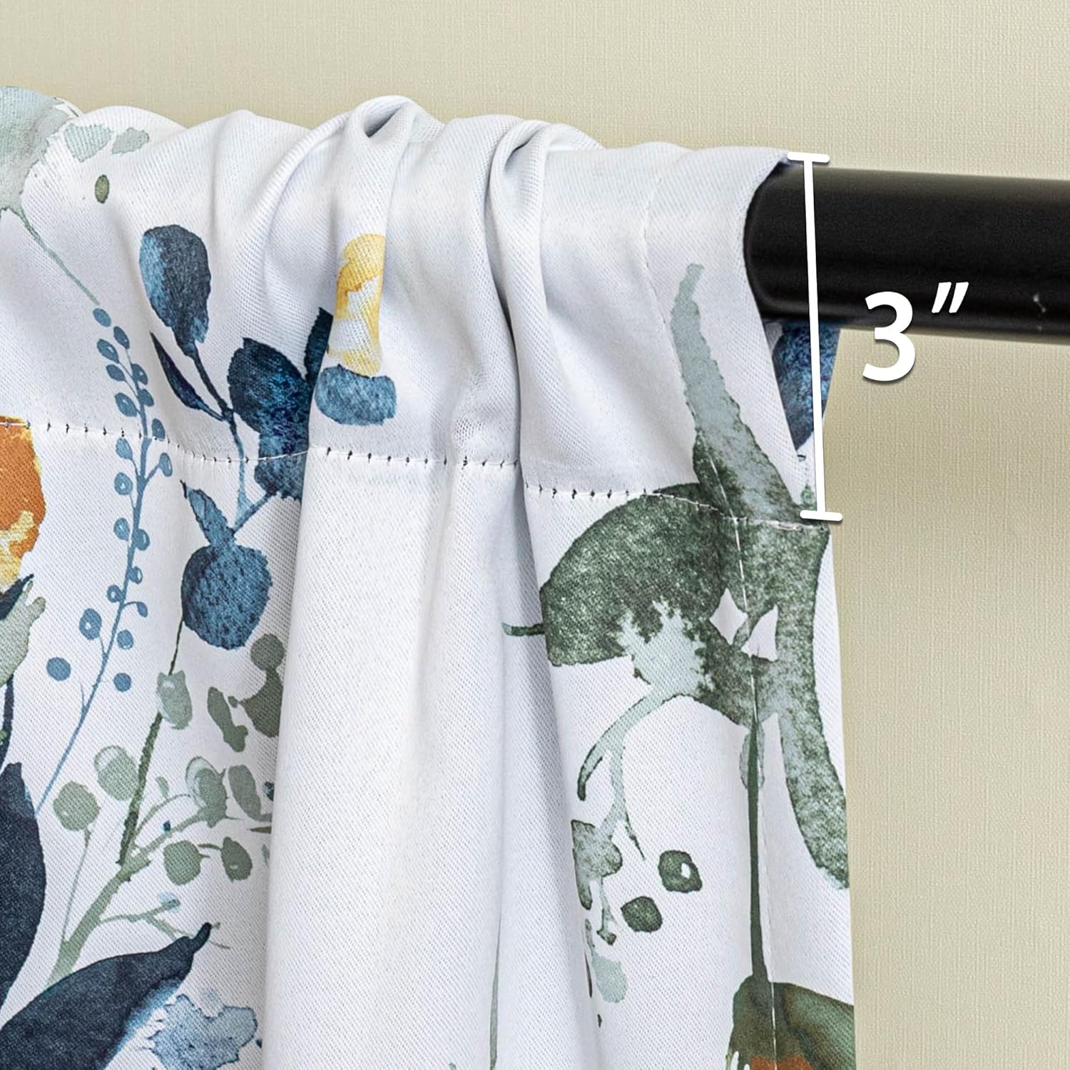 MYSKY HOME Floral Kitchen Tier Cafe Curtains 36 Inch Length 2 Panels Privacy Small Window Treatments Rod Pocket for Bathroom Basement, Yellow and Blue, 30" Wide