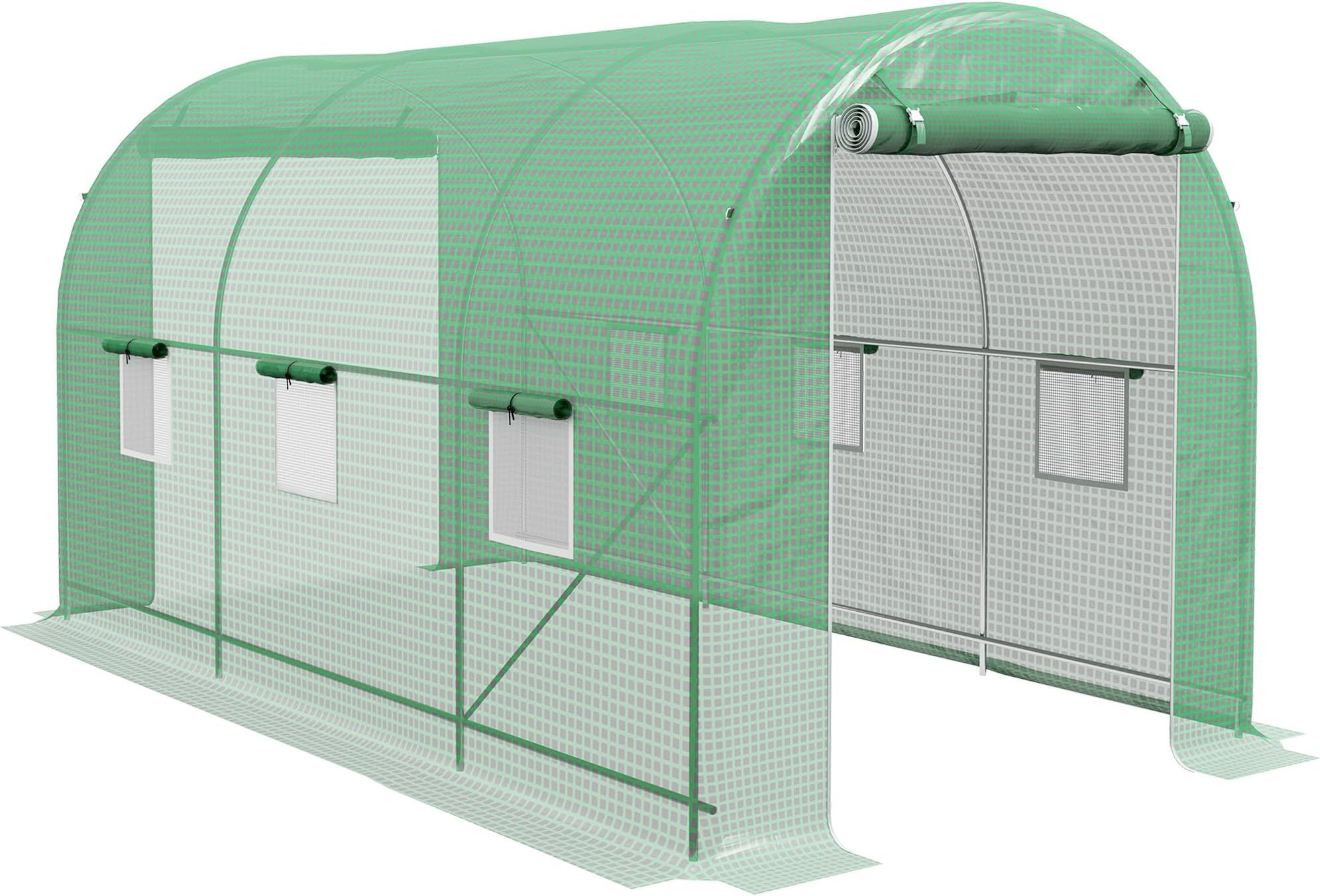 Outsunny Serre de Jardin Tunnel 6 m² 3L x 2l x 1,9H m Acier galvanisé