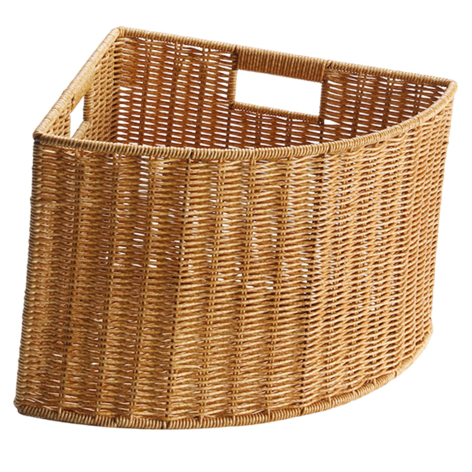 Milageto Cesta de Almacenamiento de Esquina Triangular, Resistente, versátil, compacta, con Espacio Estrecho, Organizador Tejido para periódicos, Sala de Estar, Mango Central