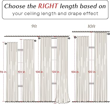 Light Beige Polished Blackout Curtains 96 Inch Long, Modern Elegant Look Pleated Drapes for Living Room Bedroom Floor to Ceiling or Track System Haning, 2 Panel Set