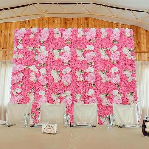 Miniatura 3 de Paneles de pared de flores artificiales de seda color granate, 12 unidades, 15 x 15 pulgadas, fondo floral 3D de hortensias para el hogar, fiesta,