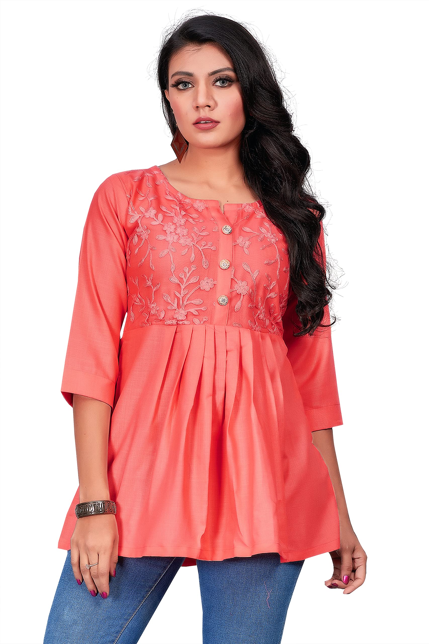 vastravilla enterprise Women's Fancy Cotton Top (Peach)-picture-30
