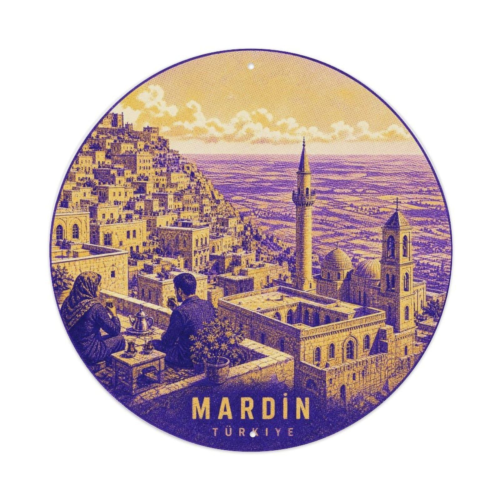 Mardin Turkey Stone City Heritage Screenprint Style Metal Tin Sign