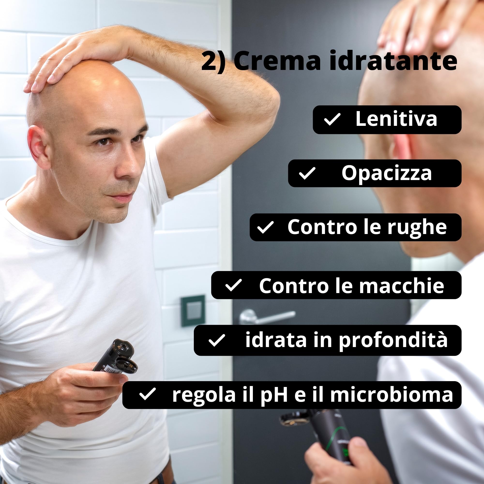 BOTAK Cofanetto Regalo Routine Quotidiana Testa Rasata e Calva | Francese | Detergente equilibrante 99% e Crema Idratante 97% di origine naturale, Vegan, Regalo ideale per Uomo e Papà