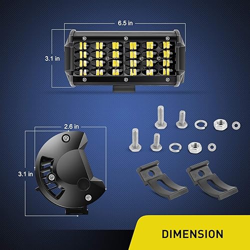 Miniatura 2 de Nilight 18024C-A barra de 20 pulgadas 420w, combo de punto de inundación de triple fila 42000LM, barra con luces LED para todoterreno o para camiones