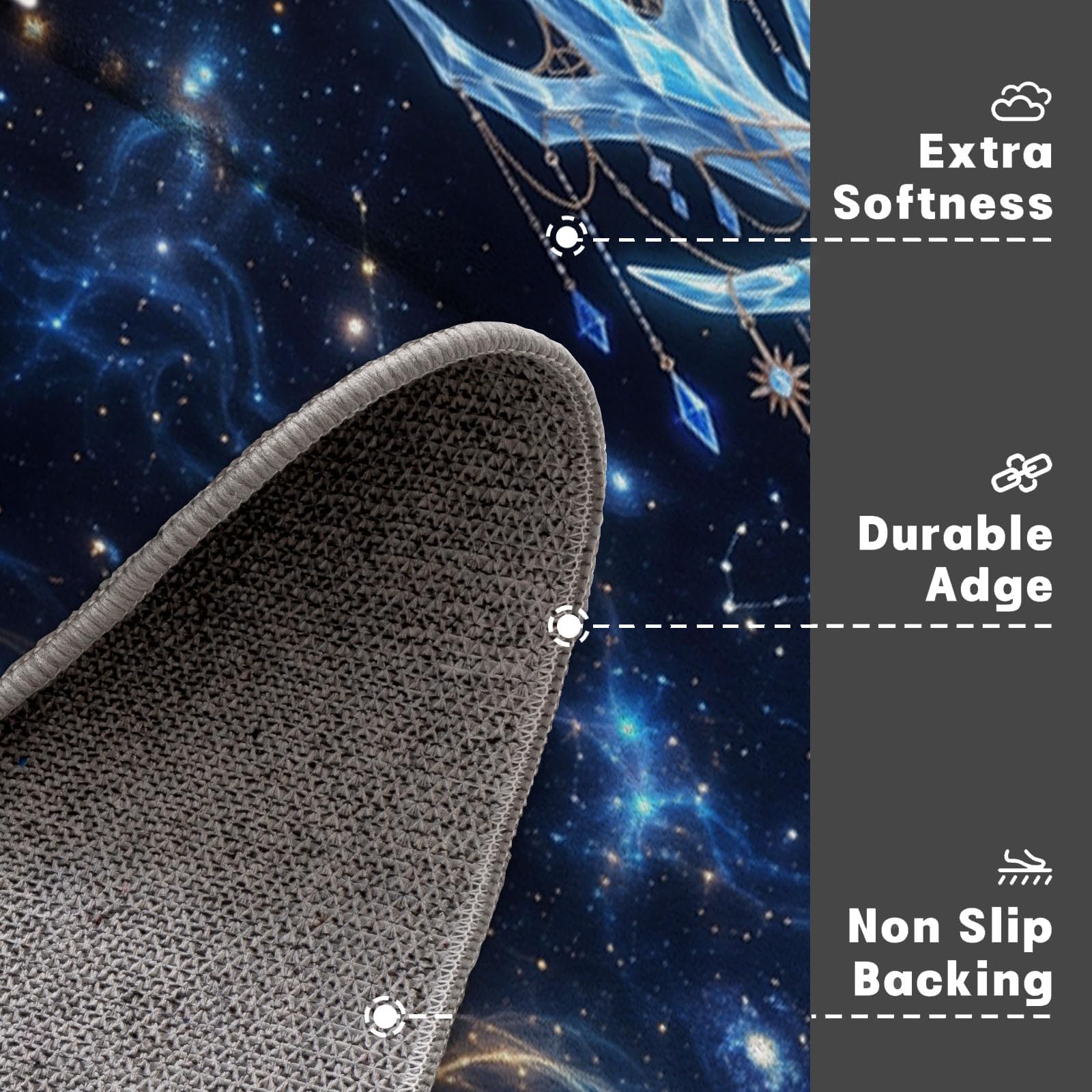 Felpudo Entrada Casa Antideslizante Reno Cristal Misterioso Para Interiores,Alfombras Entrada Fino Lavable,Animales Fantásticos Cielo Estrellado Alfombrilla Absorbente Para Pasillo,80X120Cm,Azul