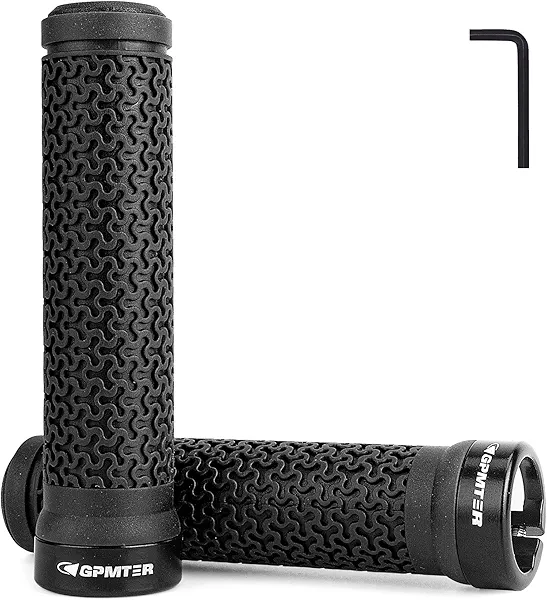 GPMTER Bike Handlebar Grips, Single Lock-on Bicycle Grips Handle Bar End Holding Locking for BMX, Mountain, MTB, Cruiser, Folding Bike, Soft Non-Slip-Rubber Rubber Hand Grip Black