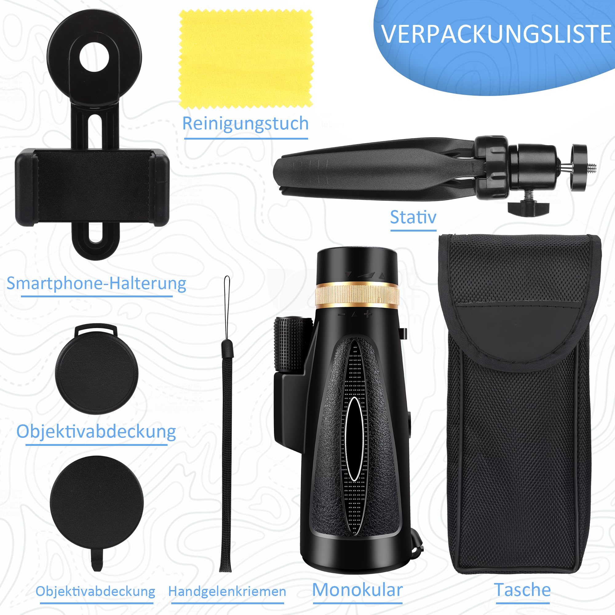 Monokular Teleskop 30X60 HD Monokular Fernrohr Erwachsene - Dark Black