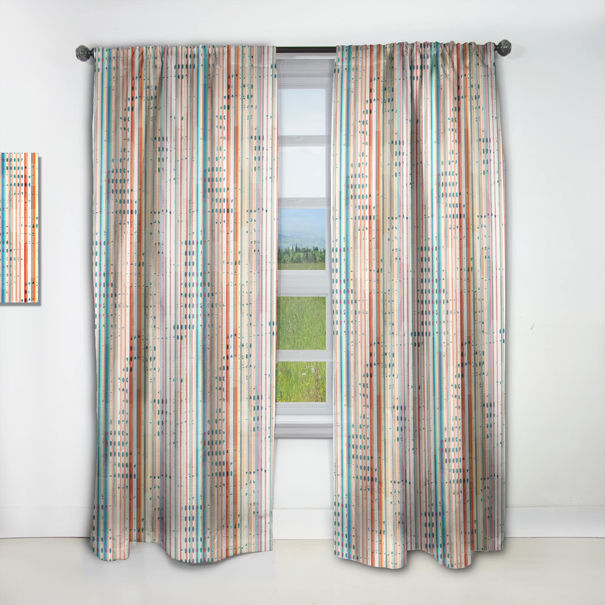 DesignQ Grunge Line Rideaux pour Chambre à Coucher, Salon, Isolation Thermique, 132 x 160 cm