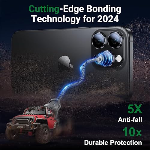 Miniatura 9 de BAZO Protector de lente de cámara para iPhone 15 Pro/iPhone 15 Pro Max, [protección contra caídas] cubierta de cámara de vidrio templado 9H, Mate