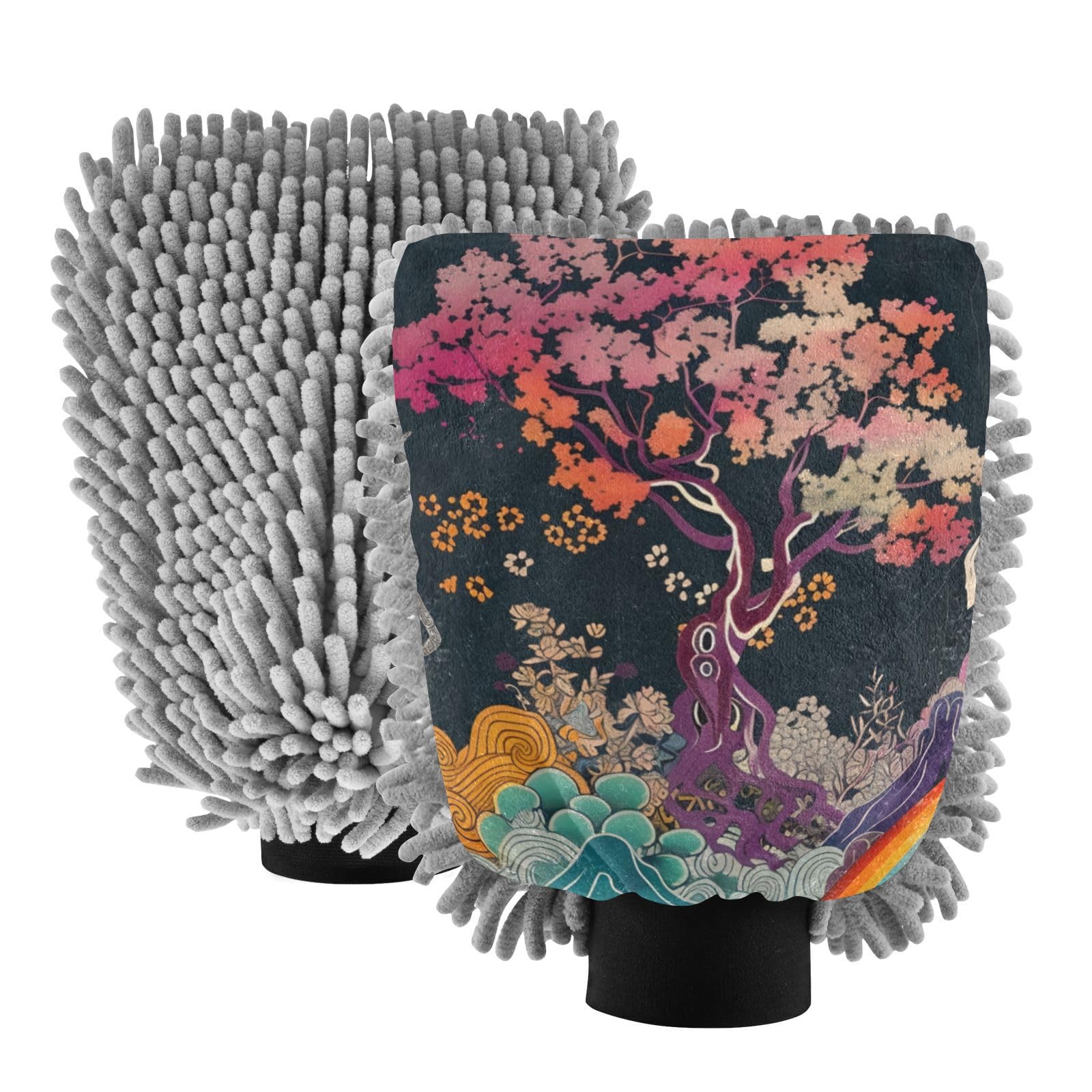 IOACIY Absorbent Microfiber Car Wash Drying Mitts, 2 Pack, Scratch-Free & Lint-Free, Rich Foam, Highly Absorbent, Double Sided, Wash Mitt Perfect for Car Washing, L, Horse (25)