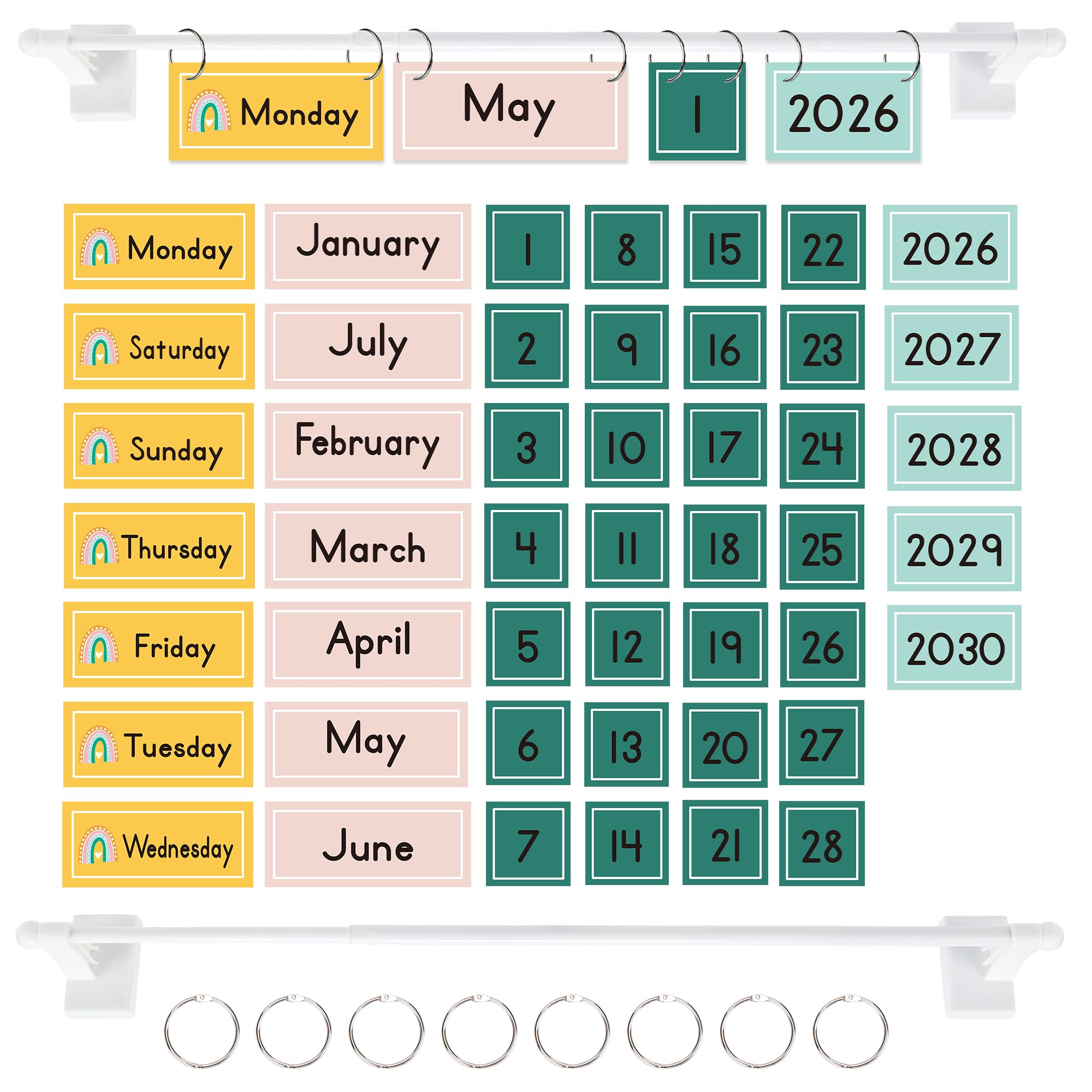 Magnetic Flip Calendar for Classroom, Magnetic Adjustable Calendar Holder Boho Classroom/Teacher Must Have Supplies That Fits Nicely w/Any School Decor (1-2) โ image 1