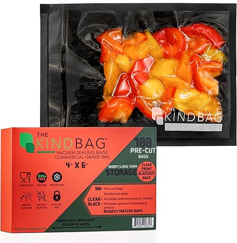 The Kind Bag Bolsas de sellado al vacío para alimentos grado alimenticio, sin BPA y aptas para congelador herméticas, sin olor y sin humedad grado