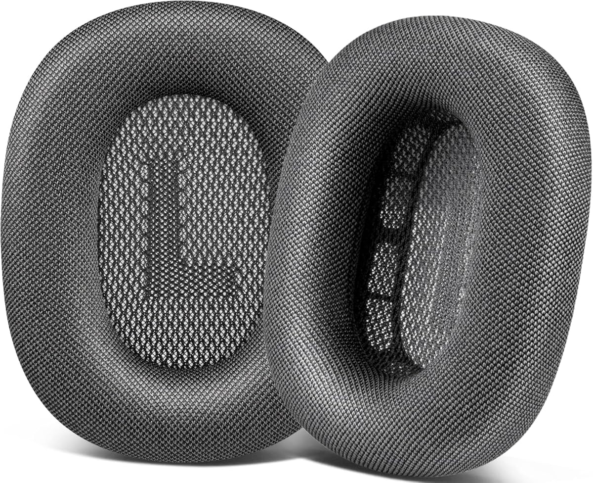 SOPROM Ear Cushions for Airpod Max Over-Ear Headphones Earpads Replacement Covers Cups Pads with Durable Mesh Fabric, Softer Foam - Space Gray