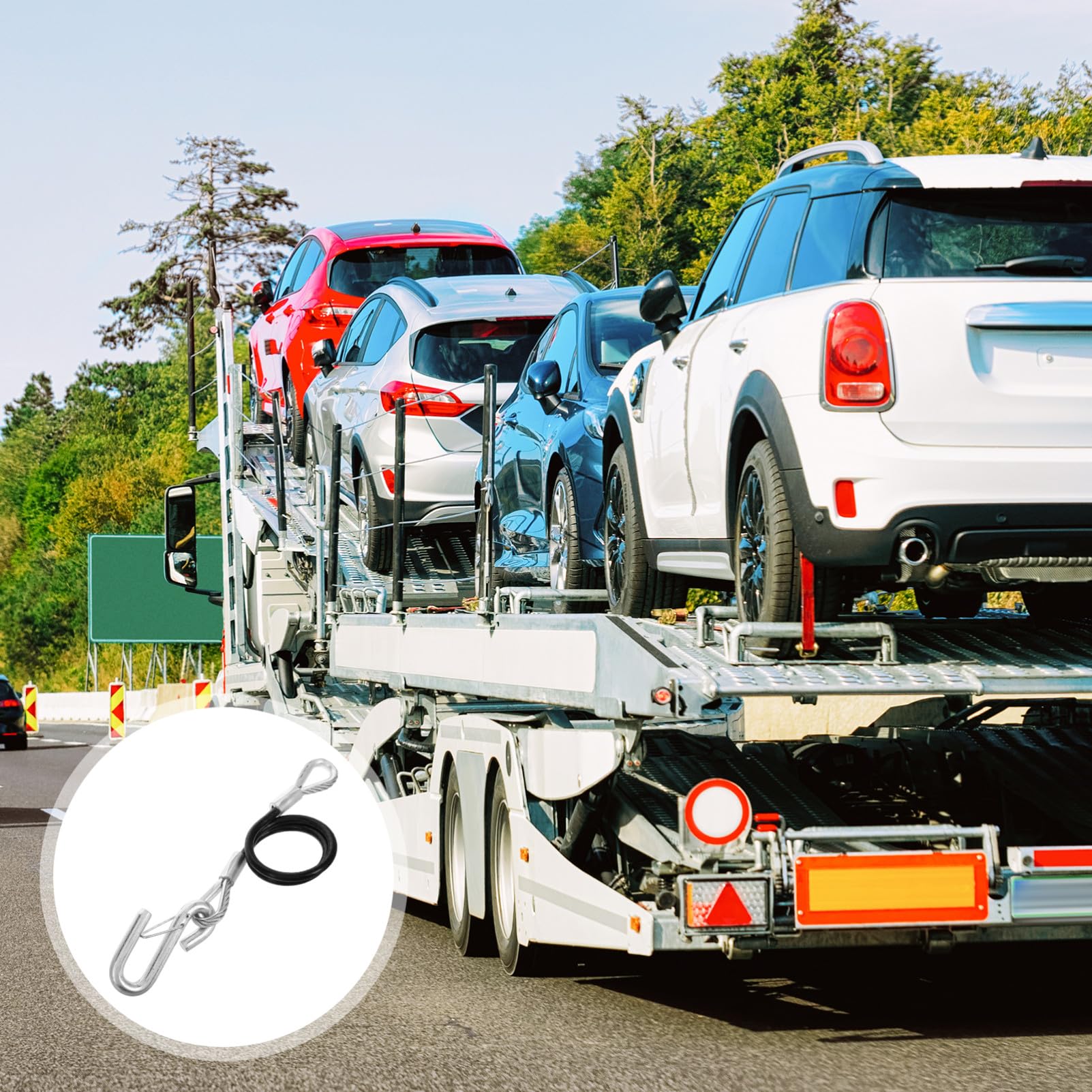 Trailer Sicherheitsseil aus Federstahlseil Tragfähigkeit mit Haken Selbstaufrollendes Anhängerseil für LKW SUV ATV Anhängerhaken für Anhängerzubehör und Sichere