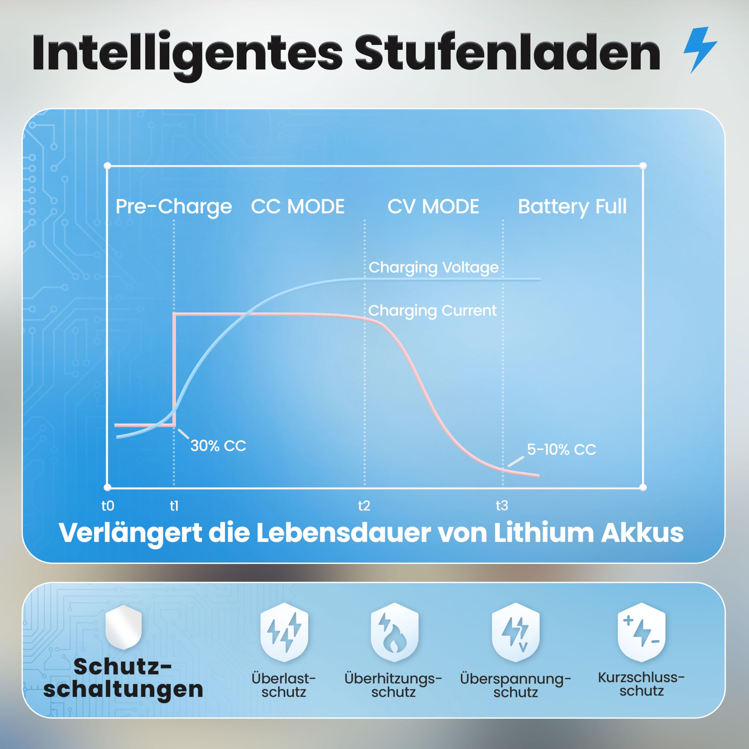 48V Batterie-Ladegerät LiFePO4 58,4V 5A 300W | Optimiert für Lithium-Eisenphosphat-Akku | Auto-Batterie Charger Wasserdicht