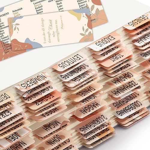 Miniatura 2 de Pestañas bíblicas bohemias para mujereshombresniños, 100 pestañas de la Biblia católica laminada, Antiguo y Nuevo Testamento, pestañas de índice