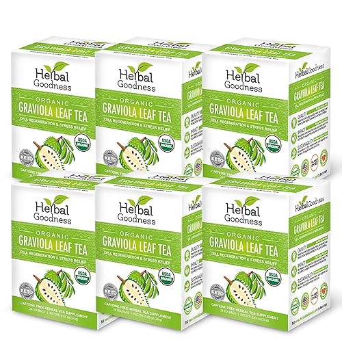 Miniatura 1 de Té de hoja de Graviola - 144 bolsas de té - Té orgánico Hojas de Guanabana, hojas de guanábana orgánica pura, rico en antioxidantes, perfecto para